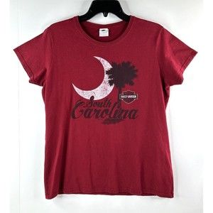 Harley Davidson Women's Red South Carolina Low Country T-Shirt Size L